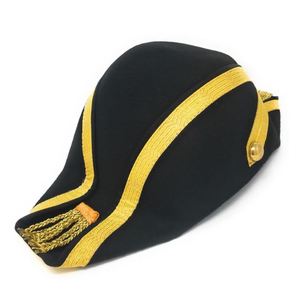 Black Wool Felt Adjustable Outdoor Napoleon Bicorn Hat Historical Costume <b>Cap</b> Reproduction Napoleonic French Bicorne Naval Hats - Product Image 2