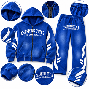 Conjunto Deportivo Unisex con Logotipo Personalizado, 100% Algodón, Diseño Sólido con Impresión Digital, Sudaderas Cortas para Primavera, Hombre y Mujer - Product Image 6