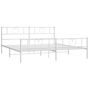 Cadre de lit moderne 76x80 pouces en acier blanc thermolaqué, lits métalliques 80x80 - Product Image 5