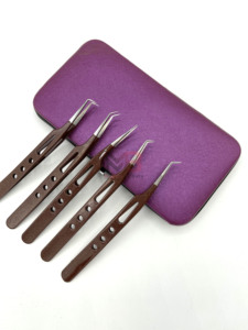 ชุดแหนบต่อขนตาในกล่องแม่เหล็ก แหนบมืออาชีพสำหรับต่อขนตา ปลายเรียบ - Product Image 1
