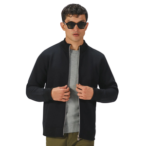 <b>Mens</b> Full Zip Knit <b>Jacket</b> Long Sleeve Casual Soft Breathable Windproof Lightweight Ribbed Cuff <b>Smart</b> Casual Winter Outerwear - Product Image 1