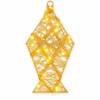 Petite lanterne lumineuse du Ramadan à piles, corps en fil tressé, forme rectangulaire, réutilisable, durable, pour la table de l'iftar