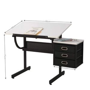 Scrivania da ufficio regolabile con sgabello e 3 cassetti - Bianca - Product Image 1