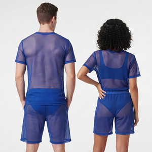 100% Polyester Sexy Sheer Shorts <b>Set</b> Transparent Sheer <b>Mesh</b> T Shirt And Shorts <b>Set</b> Summer Lightweight Sheer <b>Mesh</b> Shorts <b>Set</b> - Product Image 2
