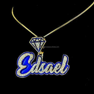 Personalizado azul esmalte D VVS Moissanite diamante 925 Plata sólida letra colgante fábrica Iced Out HipHop estilo para fiesta - Product Image 3
