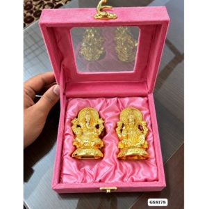 Luxury Jaipurios Ganesha Lakshmi Idol <b>Gift</b> <b>Set</b> Velvet Box German Silver Handmade 4-Inch UV Printed Thanksgiving Religious <b>Set</b> - Product Image 1