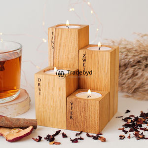 เชิงเทียนไม้ทำมือคุณภาพพรีเมียมสุดหรู สำหรับตกแต่งบ้าน โดย Tradebyd - Product Image 1