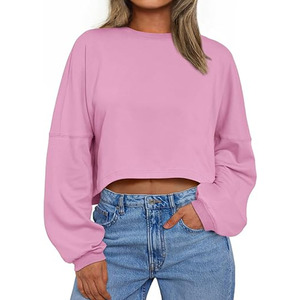 Sudadera Casual de Alta Calidad, 100% Algodón, Cuello Redondo, Estilo Holgado, Crop Top, Ecológica, Personalizable para Mujer - Product Image 6