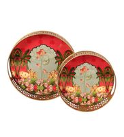 Plateaux décoratifs en métal en gros, motifs animaux personnalisés, Art Déco, décoration intérieure indienne, cadeaux de mariage, design Pichwai, Diwali, Ramadan