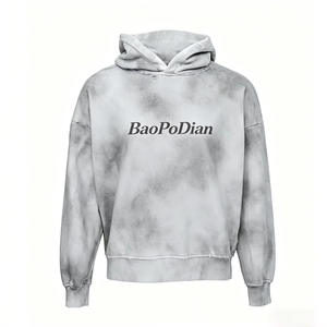 Sudadera con capucha extragrande vintage personalizada para hombre, de algodón pesado, estilo urbano, con estampado de logotipo, efecto desgastado, ecológica, para invierno - Product Image 2