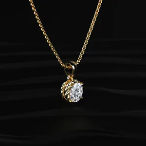 Pendentif solitaire en diamant taille ronde avec monture torsadée en or, diamant de laboratoire pour femme, clarté VVS-VS et certifié IGI - Product Image 3