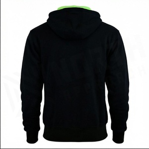 เสื้อฮู้ดซิปสีดำสำหรับผู้ชาย แต่งขอบสีเขียวนีออน สไตล์ลำลอง ผ้าเฟรนช์เทอร์รี่ ทรงปกติ เหมาะสำหรับใส่ในฤดูใบไม้ร่วง - Product Image 2
