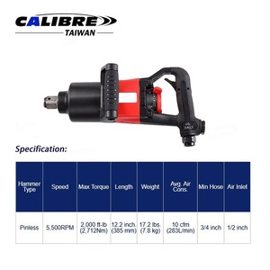 Llave de impacto neumática recta sin pasador de 1 pulgada (2000 ft-lb / 2712 Nm) con yunque corto, marca TAIWAN CALIBRE - Product Image 3