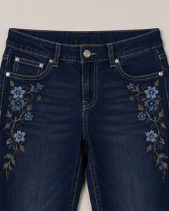 Jeans Bordados para Mujer, Cintura Alta, Corte Recto, Pantalones de Mezclilla, Moda Casual, Ropa Urbana, OEM ODM - Product Image 1