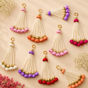 Guirlandes de fleurs artificielles décoratives faites à la main en Inde, avec pompons perlés en forme de lotus, bourgeons de lotus, pour mariage, décoration de fête à domicile. - Product Image 6