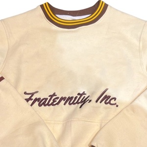 Fraternity Inc Embroidered Crew Neck <b>Fleece</b> <b>Sweatshirt</b> Men Regular Fit Knitted Cotton Winter Casual Pullover Front Logo - Product Image 2