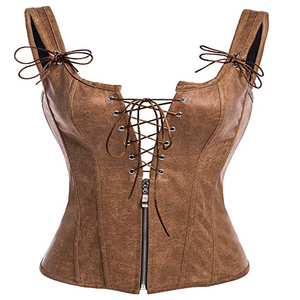 Corsé de cuero negro transpirable y ecológico con cordones para mujer, top túnica moldeador de cintura bajo el busto para damas - Product Image 5
