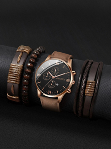 Reloj de cuarzo para hombre 192030 con triple esfera y fecha, y 3 pulseras. - Product Image 2