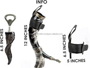 Auténtico Cuerno para Beber de la Mejor Calidad, Copa de Marfil con Soporte, Apto para Alimentos y Antiderrames, Jarra de Cerveza Nórdica - Product Image 2