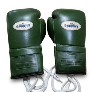 ถุงมือ MMA หนังวัวสีเขียวเข้มแบบผูกเชือก 4 ชั้น ระบายอากาศได้ดี น้ำหนักเบา บรรจุภัณฑ์แบบกำหนดเองสำหรับการฝึกซ้อมมวย - Product Image 3