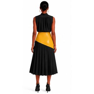 Ladies Pleated Midi <b>Skirt</b> High Waisted Flared A Line Design Elegant Casual <b>Office</b> Fashion Bottom Custom Wholesale Women Clothing - Product Image 2