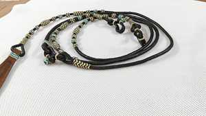 BLUHORSE High Quality Genuine Leather Western Riding Reins Black Accents Braided Design Hook Loop Closure Regular Fit <b>Equestrian</b> - Product Image 2