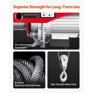 รอกไฟฟ้า 1150W 110V สำหรับลวดเหล็ก  กำลังยก 1320 ปอนด์ สายเคเบิลเดี่ยว 40 ฟุต พร้อมรีโมทไร้สาย - Product Image 5