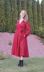 New Arrival Cotton Midi A-Line Wrap <b>Dress</b> with Long Sleeves Summer Formal Wedding Guest <b>Dress</b> for Women - Product Image 6