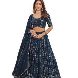 Último diseñador Faux Georgette bordado secuencia trabajo Lehenga Choli por Fab Zone - Product Image 1