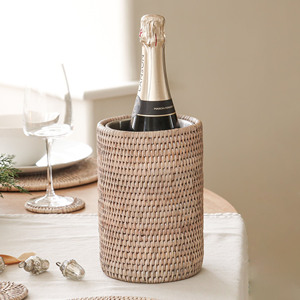 Seau à boissons en rotin, prix le plus bas, seaux à champagne décoratifs, paniers refroidisseurs de bouteilles - Product Image 1