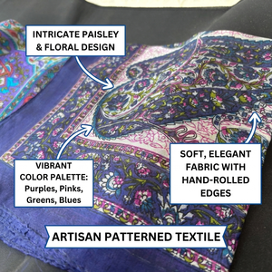 Bufanda de Lujo 100% Seda de Morera con Estampado Serigrafiado, Borde Enrollado a Mano, Chal de Diseño Artesanal Personalizado para Venta al por Mayor en Boutiques - Product Image 6