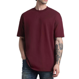 T-shirt streetwear en tissu épais, coupe ample à épaules tombantes, impression de logo personnalisée, livraison directe d'usine, unisexe, surdimensionné - Product Image 1