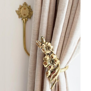 Curtain tieback Floral curtain tieback metal tieback luxury drapery tieback window curtain <b>holder</b> Home Hotel Brass Aluminum - Product Image 1