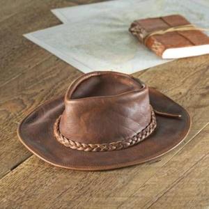 Casquette Joker en cuir véritable de qualité supérieure, artisanat original en cuir de buffle, chapeaux et casquettes de cowboy personnalisés, prix de gros - Product Image 5
