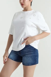 Camiseta de Manga Corta con Estampado Digital para Mujer, Corte Regular, Transpirable, Tejido de Punto, 100% Algodón, Cuello Alto, Anti-UV, Secado Rápido, Verano, con Logotipo - Product Image 6