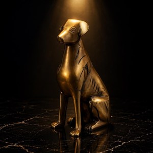 Shubham 7-Inch Tall 1.2 kg Ferocious Brass <b>Dog</b> Sculpture Polished with Premium Technique for Home Decor - Product Image 2