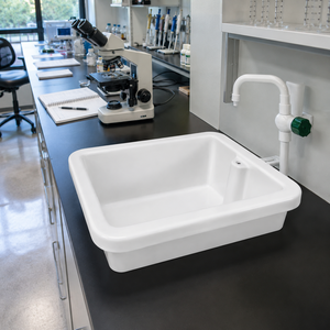 Évier de laboratoire mural en céramique monobloc moderne avec vidange cyclonique et siphon en P, facile à nettoyer, pour cuisine, salle de bain et salle à manger - Product Image 6