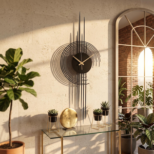 <b>Modern</b> Black Metal Wall <b>Clock</b> Abstract Geometric Decorative <b>Clock</b> Artistic Design for Living Room Home Office Bedroom Interior - Product Image 6