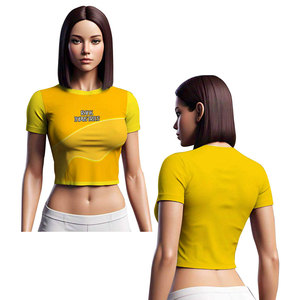 Women <b>Crop</b> <b>Top</b> T-Shirts Soft Stretch Fabric With Easy Motion <b>Support</b> Casual Trend Women <b>Crop</b> <b>Top</b> T-Shirts - Product Image 4