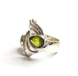 Unique Design Two-Peridot <b>Ring</b> <b>Crafted</b> in 925 Silver - High Quality Vintage Jewelry Manufacturer JAIPUR SILVER - Product Image 2