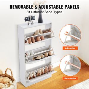 Mueble Zapatero Independiente de 3 Cajones con Ganchos Laterales y Cajones Abatibles para Entrada - Estante y Soporte para Zapatos - Product Image 6