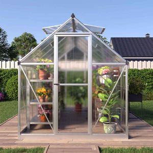 Serra in Alluminio TMG GH612 12FT X 6FT con Tetto in Policarbonato Trasparente, Sistema di Grondaie Integrato e Prese d'Aria sul Tetto - Product Image 3