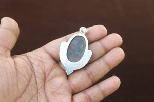 Colgante de crisocola hecho a mano, joyería tribal de plata de ley 925, collar bohemio único, regalo para ella - Product Image 6