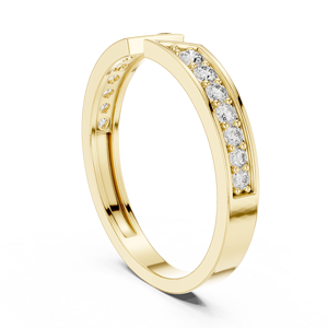 Bague en or jaune ouverte avec motif chevron et diamants pour femme, bijoux minimalistes en moissanite, cadeau de mariage - Product Image 3