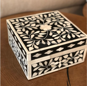 Boîte à bijoux faite à la main en incrustation d'os boîte décorative de bijoux boîte à bijoux personnalisée en incrustation de résine d'os avec logo luxe indien personnalisé - Product Image 2