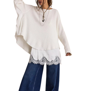 Camiseta de Mujer con Logotipo Bordado Personalizado, Cuello Redondo, Manga Larga, Corte Holgado, Estilo Casual Básico, 100% Algodón - Product Image 3