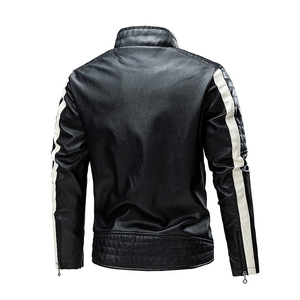 Chaqueta de cuero personalizada de alta calidad para hombre, elegante chaqueta de moto con piel gruesa de PU, estilo informal para ciclismo de otoño - Product Image 2