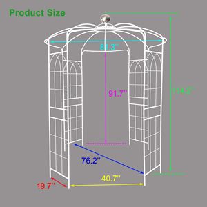 Arco da Giardino in Ferro, Pergola Metallica a Forma di Gabbia per Uccelli, 24,7 m di Diametro x 34,4 m, per Cerimonie Nuziali ed Eventi all'Aperto - Product Image 6