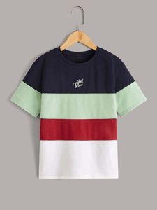 เสื้อยืดเด็กผู้ชาย คัลเลอร์บล็อก ผ้าฝ้าย 100% เนื้อนุ่ม มีกระเป๋า รับทำโลโก้ตามสั่ง รับผลิตแบบ OEM ODM เสื้อผ้าขายส่ง - Product Image 4