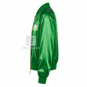 Veste en satin respirant personnalisée Chi Eta Phi Sorority avec logo brodé sur le devant, vert et jaune, manches longues pour femme - Product Image 4